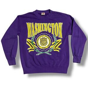 Vintage 90s University of Washington Sweatshirt Purple Nutmeg Tag USA Made Sz